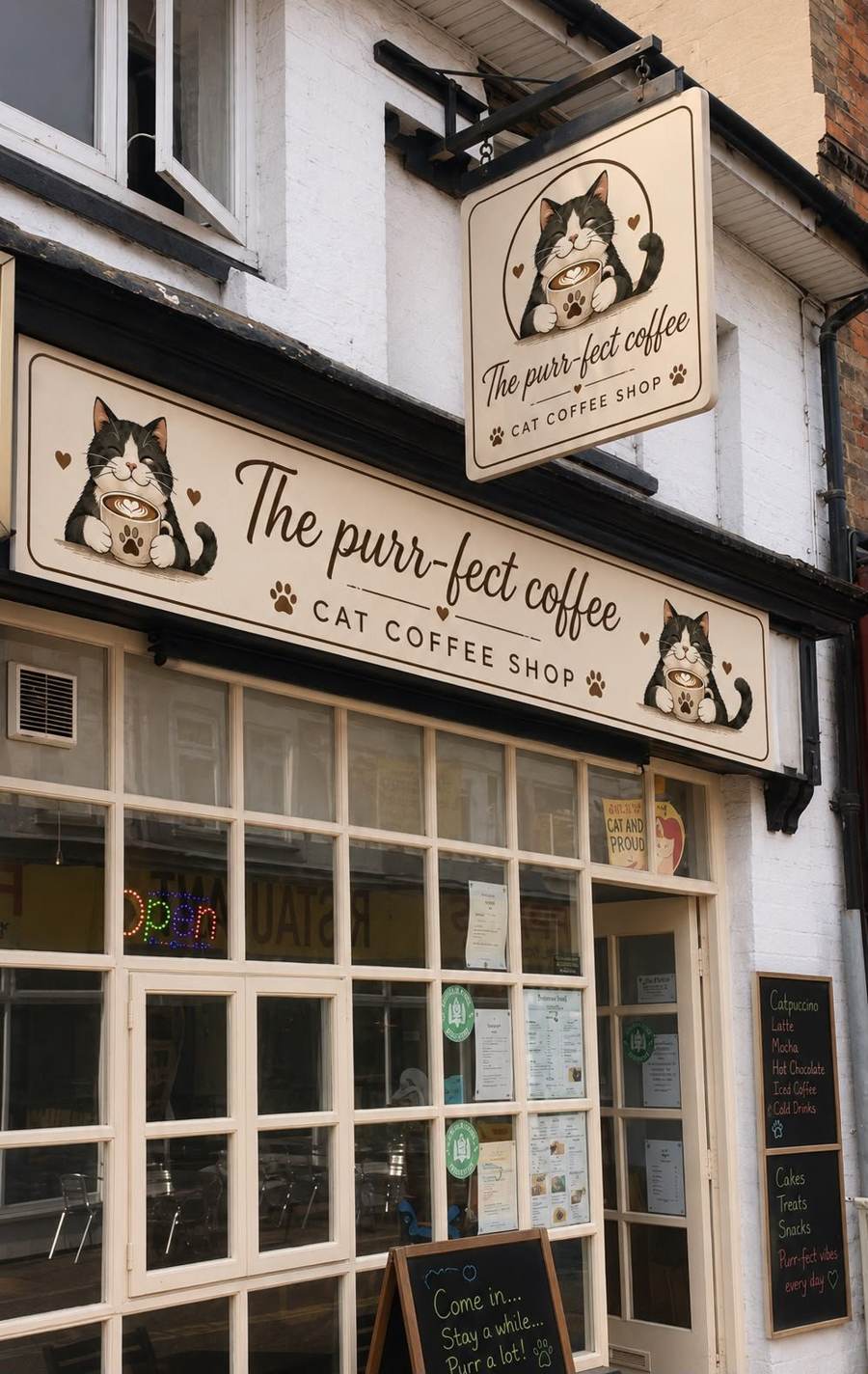 The Purr-fect Coffee shopfront on Skegness High Street